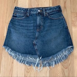 We The Free By Free People Fringed Denim Skirt 25